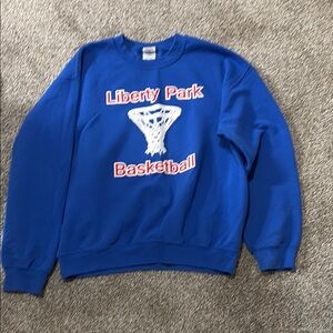 Gildan Blue Crewneck Sweatshirt with Basketball Graphic